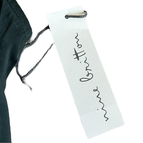 Nine Britton Sleeveless High Neck Blouse XL Dark Green Satin Button Back NWT - Picture 7 of 9